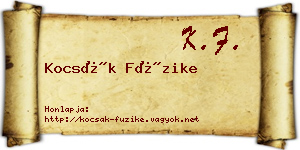 Kocsák Füzike névjegykártya